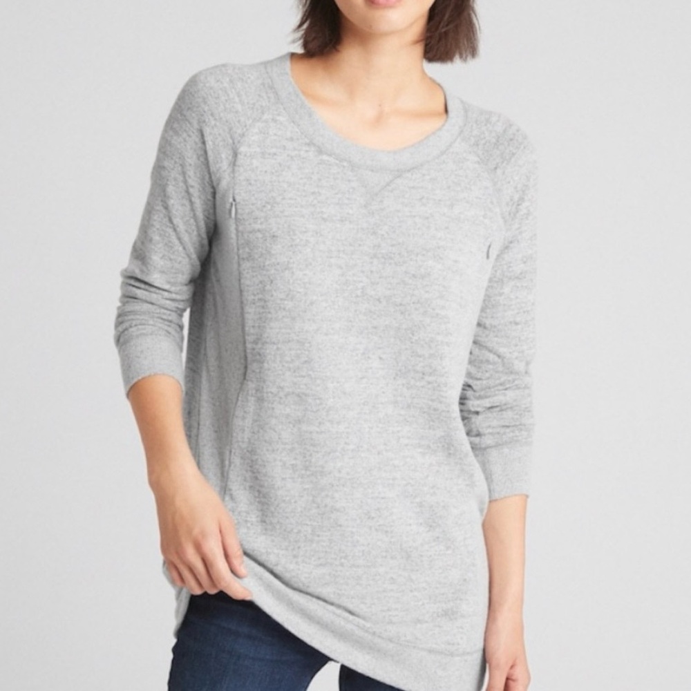 GAP Maternity Nursing Sweater with Zippers for Breastfeeding Small Grey